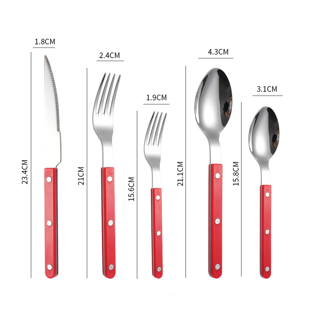 Fashion New Colorful Handle 304 Cutlery Set 18/10 Stainless Steel Creativity Gift Flatware Knife Fork Spoon Drop Ship