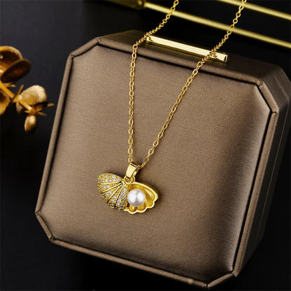 New In Light Luxury Zircon Crystal Stainless Steel Necklaces For Women. Sweet Female Clavicle Chain Jewelry.  Nice for everyday wear. Maybe nice for MOTHER/DAUGHTER Gift