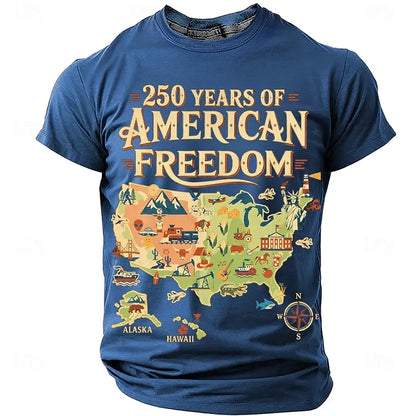 America 250th Birthday Eagle Flag 250 Years 1776-2026,  PRINTED Unisex Men's  and Womens T-Shirt, Casual  Vintage -style Clothing