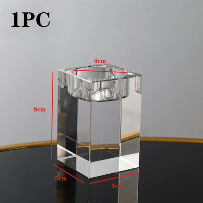 Crystal Glass Candle Holder for   Creative Dining, Home Wedding,   Table Decorations, Party, Desktop, Modern Romantic Candle