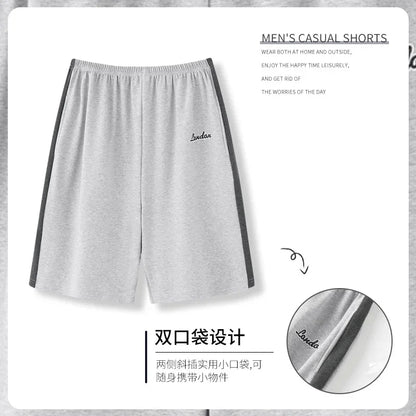 Summer solid color pajama pants in cotton. Mens breathable shorts.
