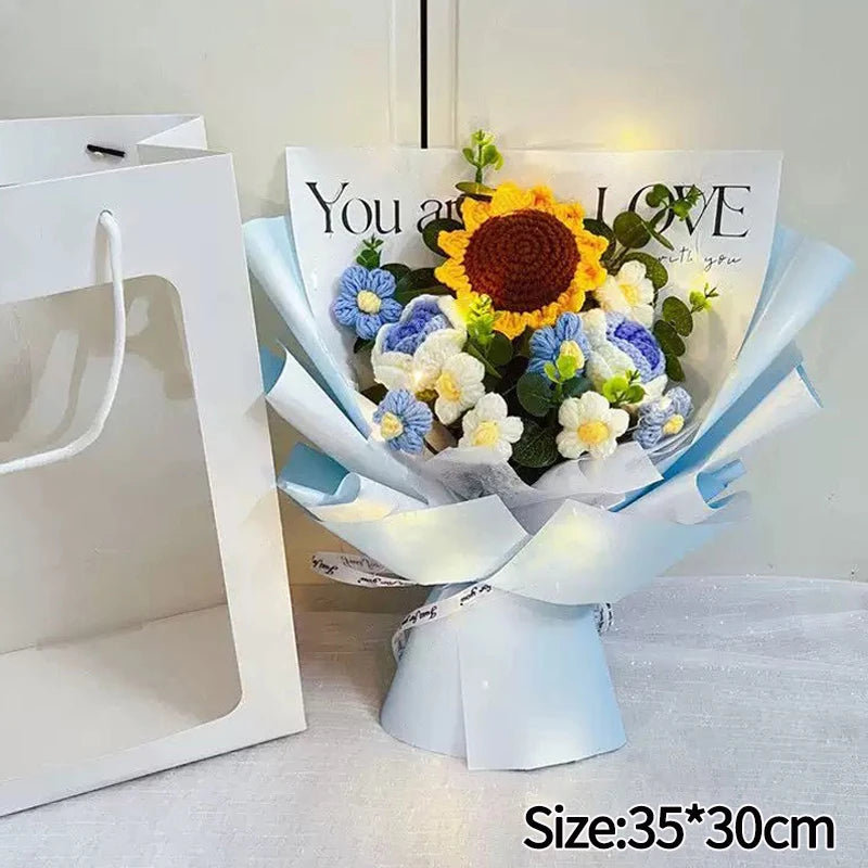 Crocheted Flower Bouquet,  Knitted Flowers, Artificial Flowers,  Graduation Bouquet Party Supplies MOTHERS DAY Gift Wedding Gifts