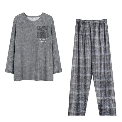 2PC. Set Men Pajamas.  Long-Sleeved Version of the Simple Button down Tops and Pants  for Nightwear  and Homewear.