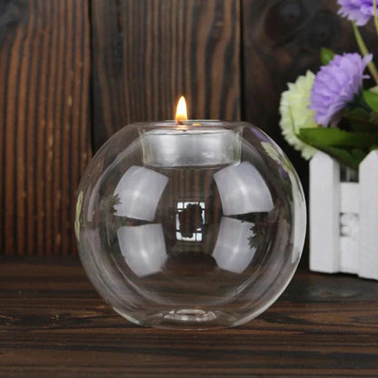 Elegant Round Glass Candle Holders - European Style Centerpiece for Christmas, Halloween & Wedding Parties EVERDAY ELEGANCE