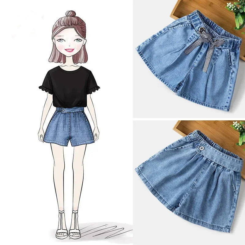 Shorts for Girls.  Blue, All-matching ,  Children Denim Skirt,  Pants, Fashion Jeans, Summer Casual Teen Short Pants (10 /12 /14 Years)