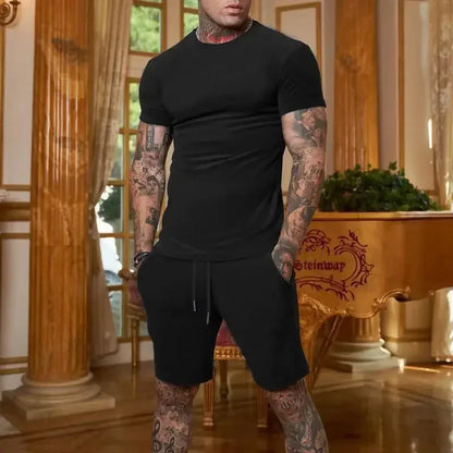 Fashionable and Casual Summer Outdoor Sports shirt and shorts.  Men's Breathable T-Shirt/ Shorts Casual and Fashionable Two-Piece Set Tracksuit