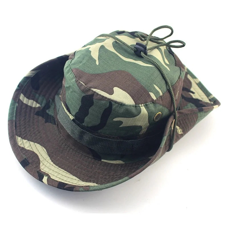 Camouflage or solid Tactical Cap, Bucket Hat/ Caps also in  Camo for adults or older teens.   Outdoor Protection in the sun.