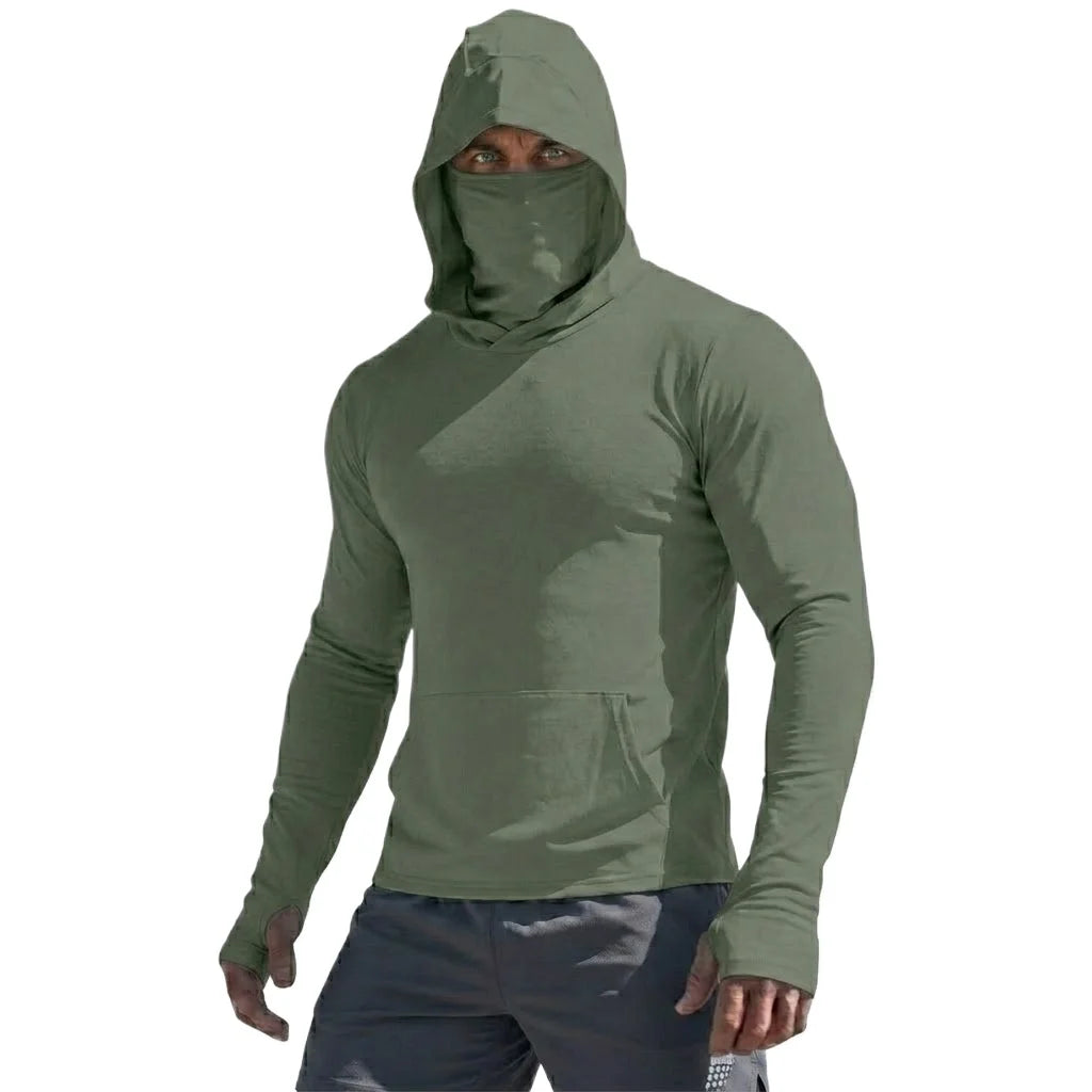 UPF50+ Performance T-Shit, t Mans Long Sleeve Summer Hoodie,  Casual, Sun Running , Quick Dry,  Sunscreen Fishing Ice Silk Pullover Shirt