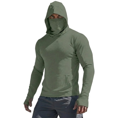 UPF50+ Performance T-Shit, t Mans Long Sleeve Summer Hoodie,  Casual, Sun Running , Quick Dry,  Sunscreen Fishing Ice Silk Pullover Shirt