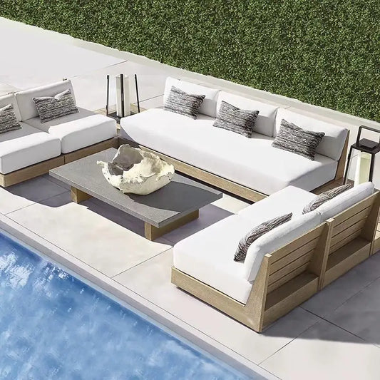 Luxury Modern Teak Furniture Patio Garden High Quality Outdoor Teak Wood U Shaped Sectional Sofa Set.  The COMBINATION Group that  is the least available.  Everything else is more available by numbers so for that COMBINATION