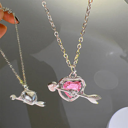 Pink Planet Heart Zircon Pendant Necklaces/ Women Fashion Aesthetic Clavicle Chain. Perfect Gift for MOTHERS DAY, Valentines Day, any special occasion