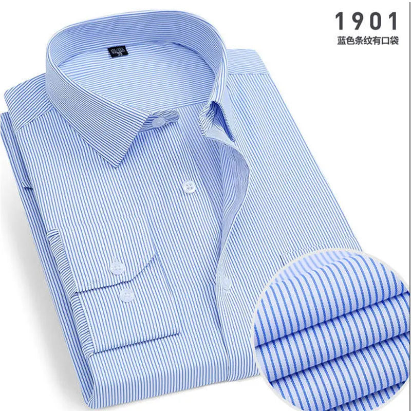 Spring  Men's Stripes and solids,  long-sleeved Shirt,  Non-ironing,  Anti-wrinkle,  Comfortable,  Breathable,  Business Casual Fashion Slim Fit