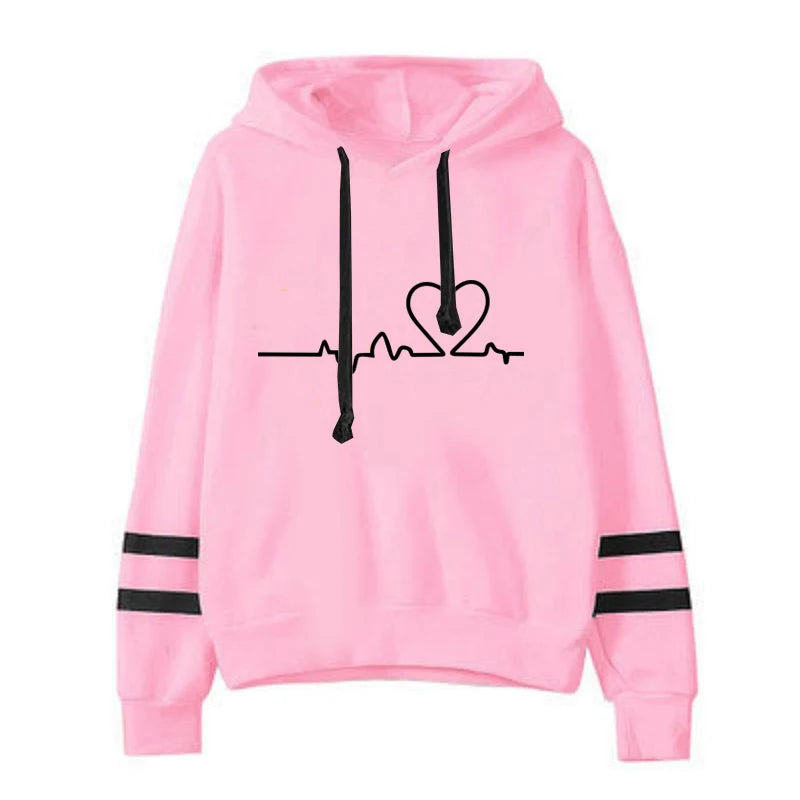 Womens Casual Tracksuit.  Versatile Sweatshirt with Hoodie  Black Sweatpants with High Quality Print.