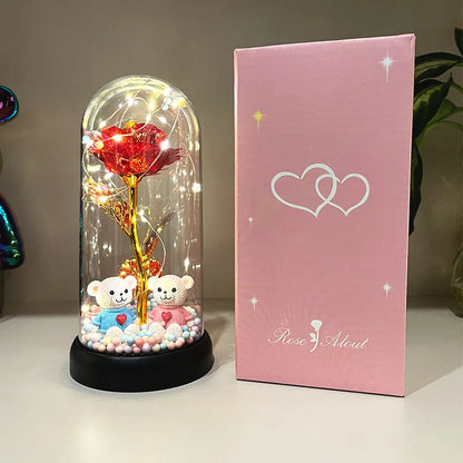 1pc Colorful Rose Luminous Flower with  plastic Cover .  Gift for MOTHERS DAY Perfect Gift for Valentine's Day, Christmas, New Years Day,