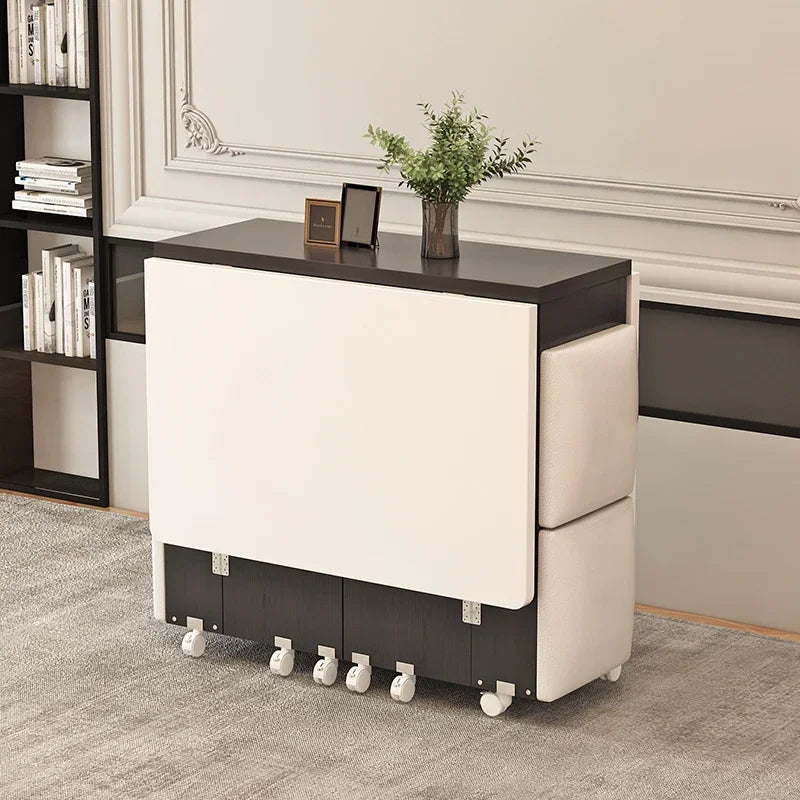 The household folding dining table is mobile and extensive and the is multi-functional