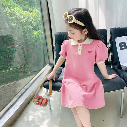 dress for little girls in  summer time,  embroidery  ruffle hem princess dress
