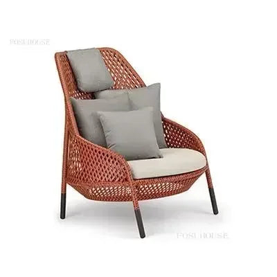Luxury Rattan Outdoor Garden Sofa/Chair for Courtyard.  Backrest Armchair Sofa Leisure  Rattan Single Sofa /Chair.