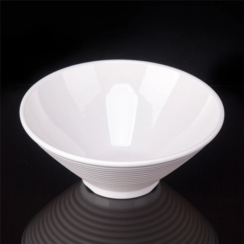 Japanese Hat Shape Bowls. White Melamine Large Ramen Rice Noodle/ Soup Bowl.