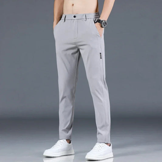 New  summer Thin Ice Silk Stretch Men's Pants,  Casual,  Elastic Waist, Smooth Trouse in  5 Colours