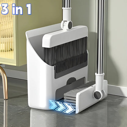 3in 1 Broom and Dustpan Set Floor.  Long-handled Broom And Dustpan For Home Office School Dorm
