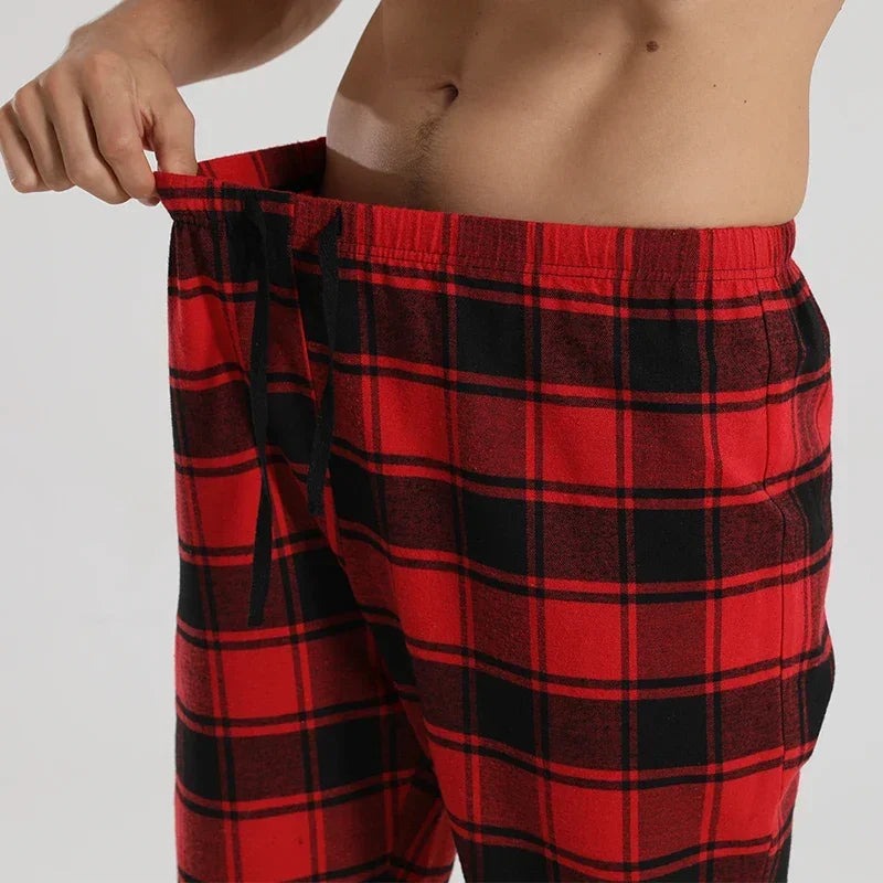 Fashionable casual plaid red plaid pajama pants new men's plaid pajamas soft and comfortable elastic waistband.