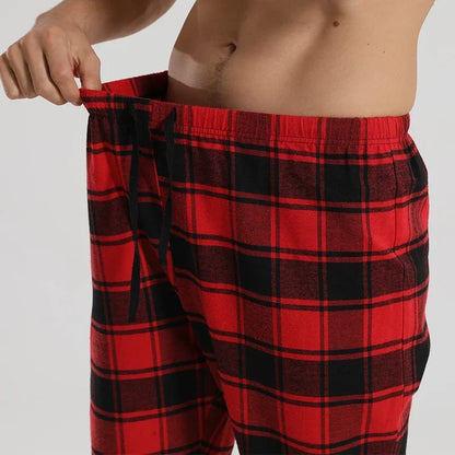 Fashionable casual plaid red plaid pajama pants new men's plaid pajamas soft and comfortable elastic waistband.