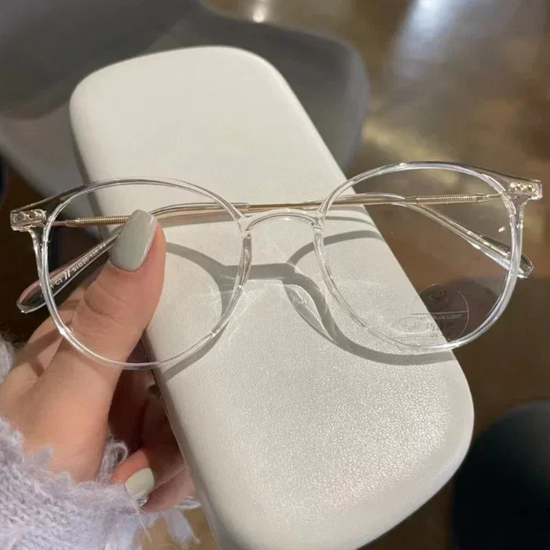 Lady Trendy Finished Myopia Glasses  for Women/Men.   Round Frame Blue Light Blocking Eyewear,Unisex, Retro,  Minus Diopter Eyeglasses.  NO PINK Left,  Make syre you Check availability.  Lots of choices but a lot already gone