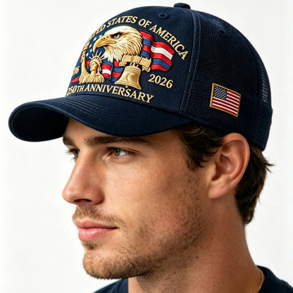 Americas  250th Anniversary Eagle Print Baseball Cap,  Unisex and  Adjustable Mesh Cap.  Summer Outdoor Sun Shade Breathable Baseball Caps