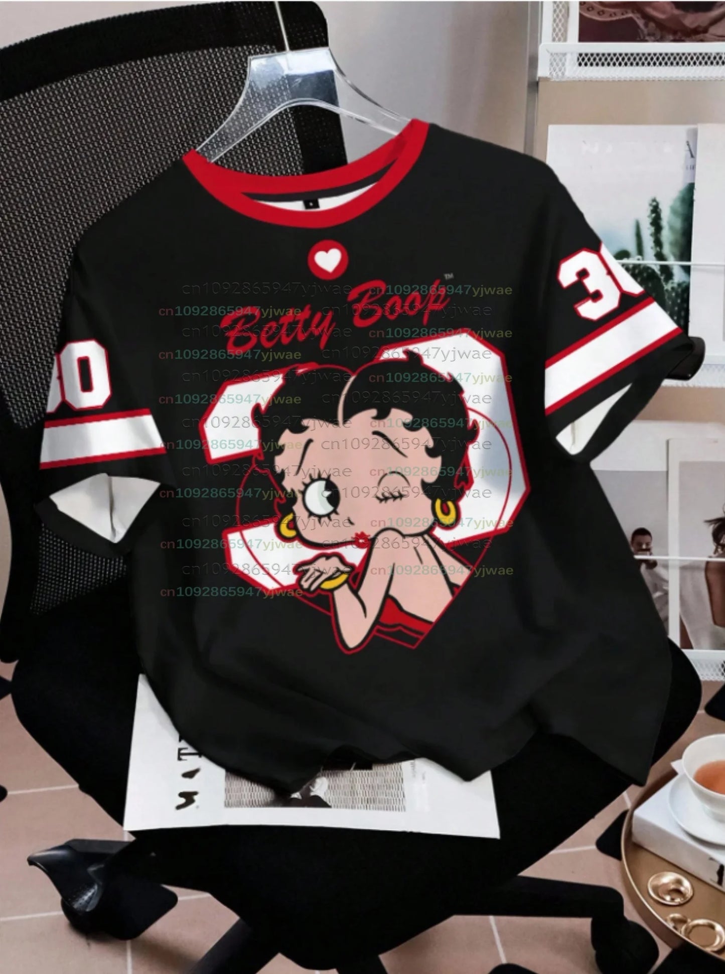 2026 Cartoon duck Betty Boop  Print.  UNISEX short Sleeve T-Shirt, Casual 3d Print,  Transitional tops from Summer to fall. Sport Tops/ T-shirt