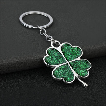 1pc Creative Lucky Four-Leaf Clover Keychains.  Couple Bag Charms,  Accessories, Metal Foliage Shape Car Key Ring Party Gift