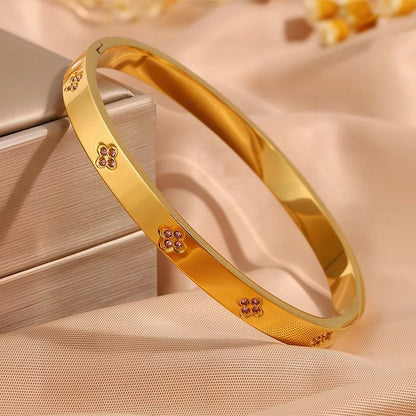 5/1pcs Sparkling Zirconia Inlaid Stainless Steel Bracelet Set for Women,  Stackable Bangles Fashion Non Fading Jewelry Gift.  Perfect for Mothers Day!