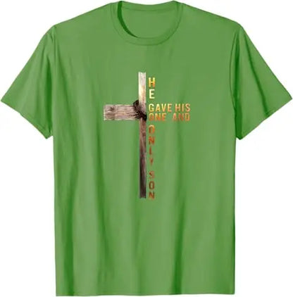 Easter Cross,  He Is Risen, Jesus/ Christian,  Men /Women T-Shirt, Bible verse John 3:16.