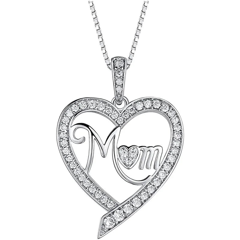 Elegant Style Heart shaped Pendant Necklace.  Hollow Design Mother's Day Gift.