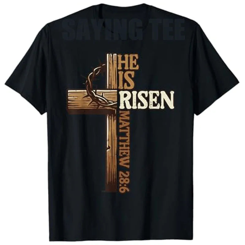 Easter Cross,  He Is Risen, Jesus/ Christian,  Men /Women T-Shirt, Bible verse John 3:16.