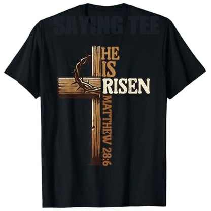 Easter Cross,  He Is Risen, Jesus/ Christian,  Men /Women T-Shirt, Bible verse John 3:16.