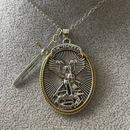 Catholic Patron Saint Pendant Michael , St. Michael The Archangel Pendant Necklace