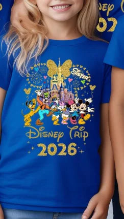 2026 Summer Casual Mickey Minnie Castle Butterfly Comfort Cotton T-shirt.  Adults/ Children,  Parent /Child,  Couple Sportswear