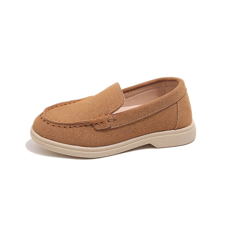 Kids Loafers,  Suede Minimalist Trendy Unisex  for Boys /Girls Leather Shoes Versatile Slip-resistant Solid Color Childrens Shoes