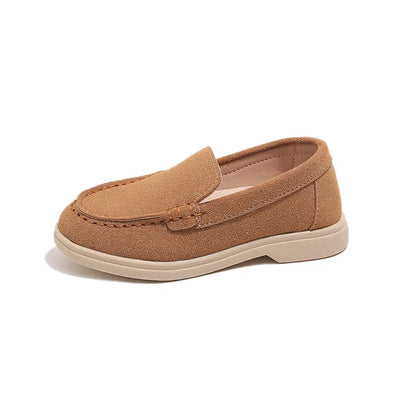 Kids Loafers,  Suede Minimalist Trendy Unisex  for Boys /Girls Leather Shoes Versatile Slip-resistant Solid Color Childrens Shoes