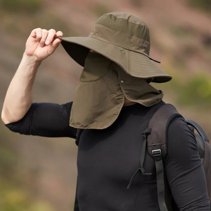 Fisherman's hat, sun hat, summer outdoor quick drying sun hat, fishing breathable sun hat,  face mask hat.  Ample SKY BLUE.  Black and Dark Gray have some Availabilty,  IF you HURRY!!!