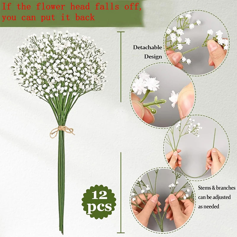 90 Headsof  Artificial Flowers /Bouquet,  61cm Plastic Gypsophila Fake Flower for Home Decor,  Wedding , Party Decorations,  Vase Accessories. A  "few " white bundles remain.  Tiffany Blue and Light Purple have ample availabl
