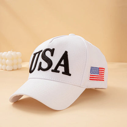 Fashion USA Letter Embroidered Baseball Cap Men Women American Flag Patch.  Adjustable Patriotic Dad Hat for Outdoor Casual Daily