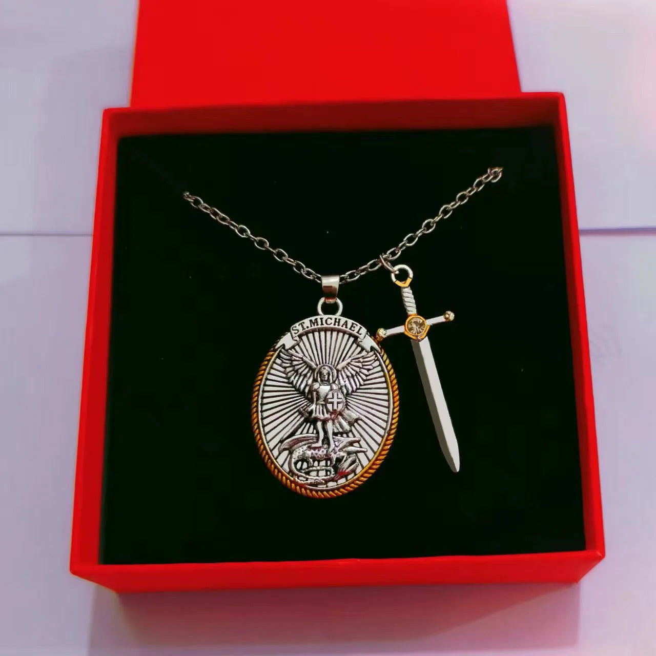 Catholic Patron Saint Pendant Michael , St. Michael The Archangel Pendant Necklace