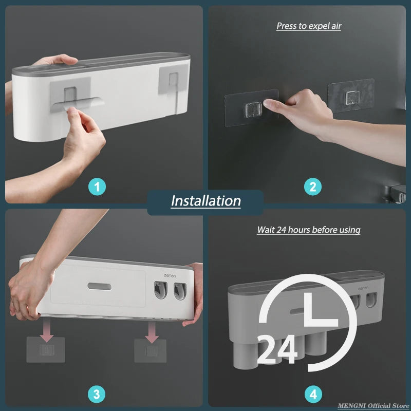 Magnetic Adsorption Inverted Toothbrush Holder/Wall /Automatic Toothpaste Squeezer, Storage Rack for  Bathroom Accessories