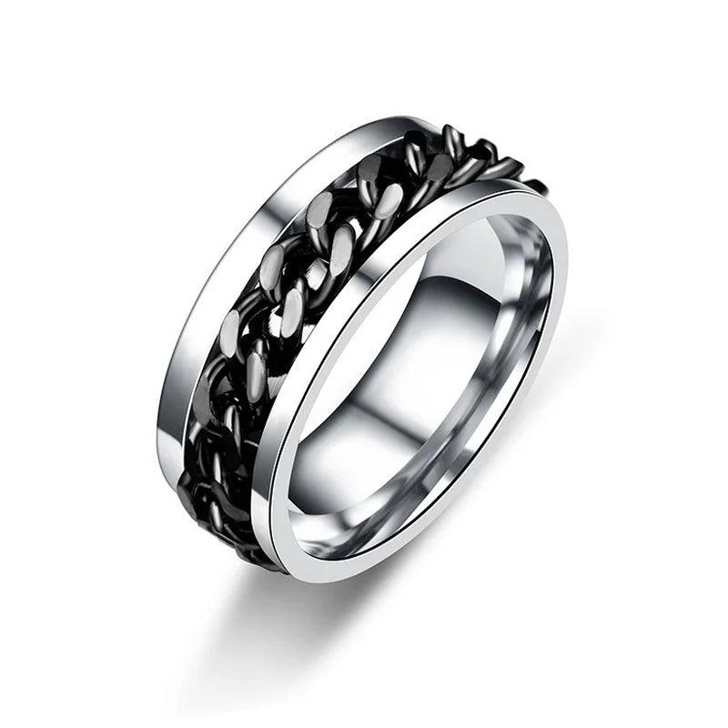 Titanium Steel Rotatable Chain Rings for Women  OR Men.  Spinner Ring Decompression,  Multifunctional Chain Ring Bottle Opener Ring Gift