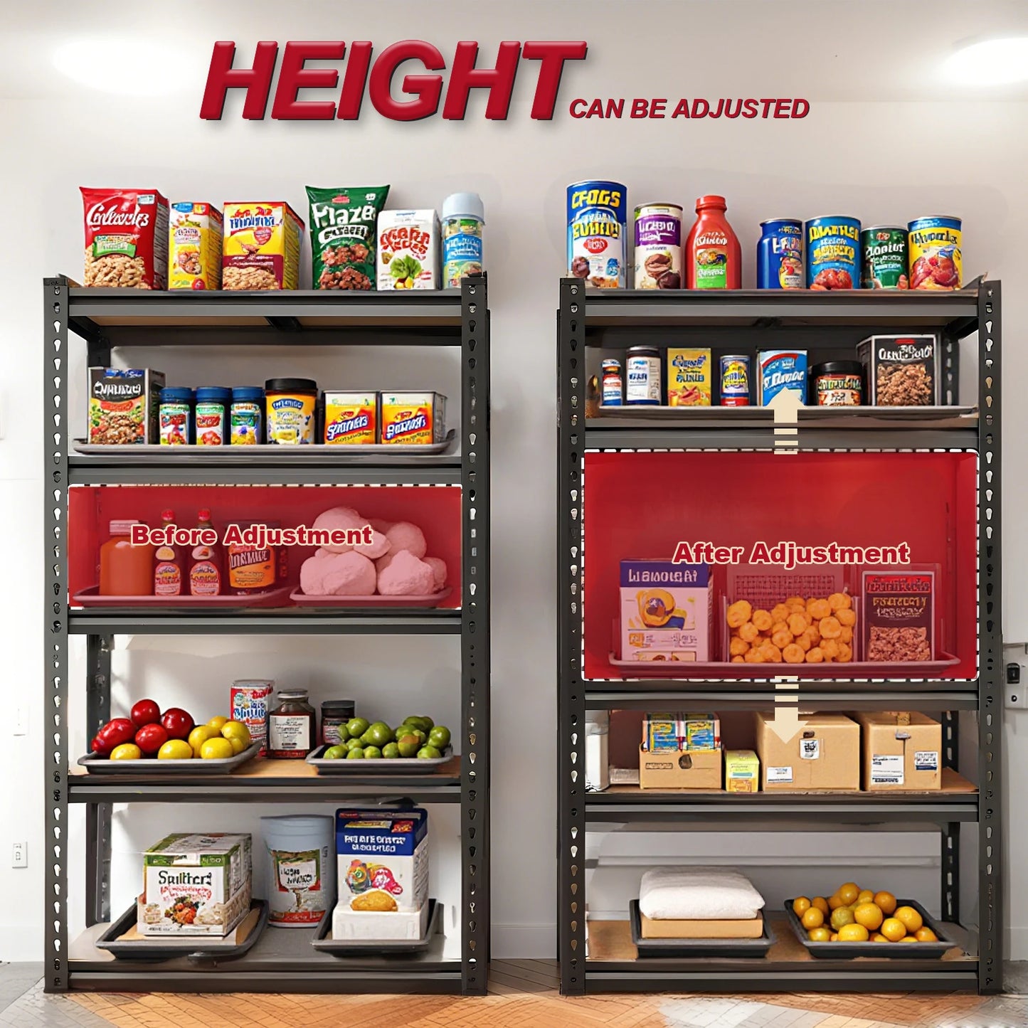 72"/60"H  Shelving, 2000 LB> Capacity, Heavy Duty and Adjustable Storage