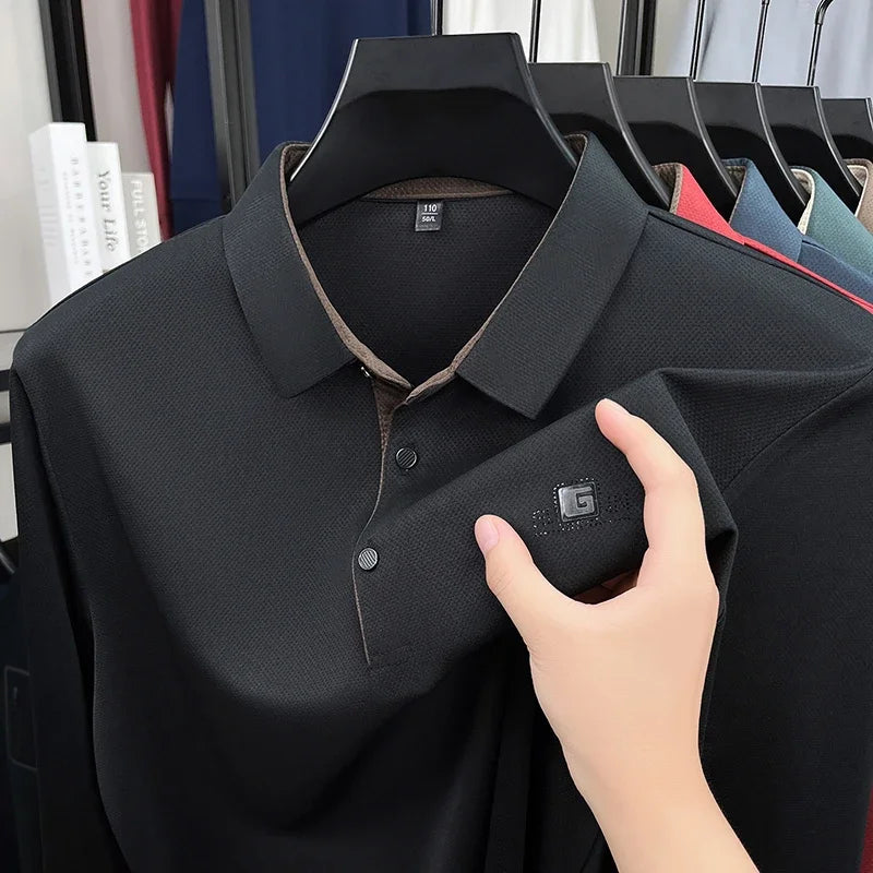 Business Casual, Short Sleeve Polo Shirt,  Solid Colors with Badge. Fashionable, Comfortable, Versatile Business Top