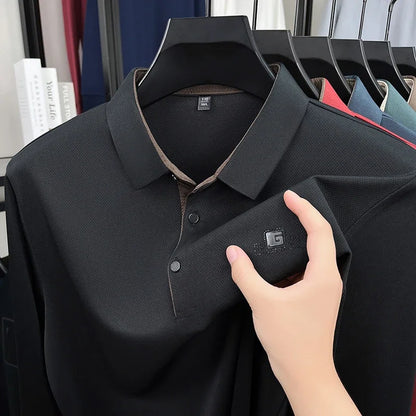 Business Casual, Short Sleeve Polo Shirt,  Solid Colors with Badge. Fashionable, Comfortable, Versatile Business Top