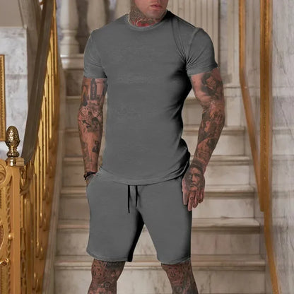 Fashionable and Casual Summer Outdoor Sports shirt and shorts.  Men's Breathable T-Shirt/ Shorts Casual and Fashionable Two-Piece Set Tracksuit