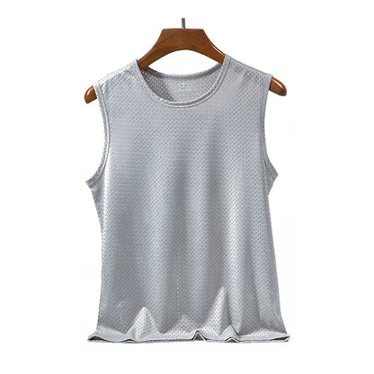 Men's Ice Silk Mesh Tank Tops,  Gym Stringer, Transparent Bodybuilding Sleeveless Shirt  for Fitness.